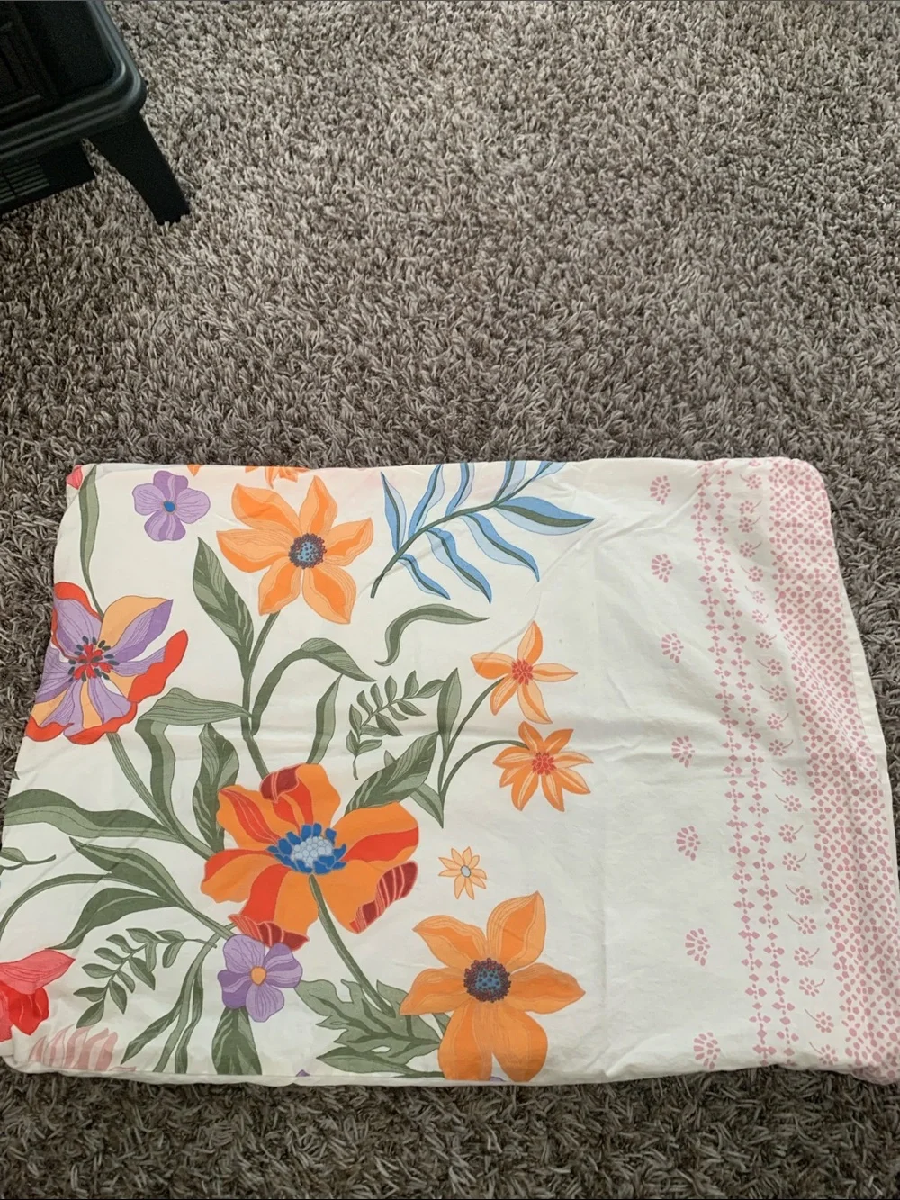 Floral Print Pillow Sham in Orange, Purple & Green